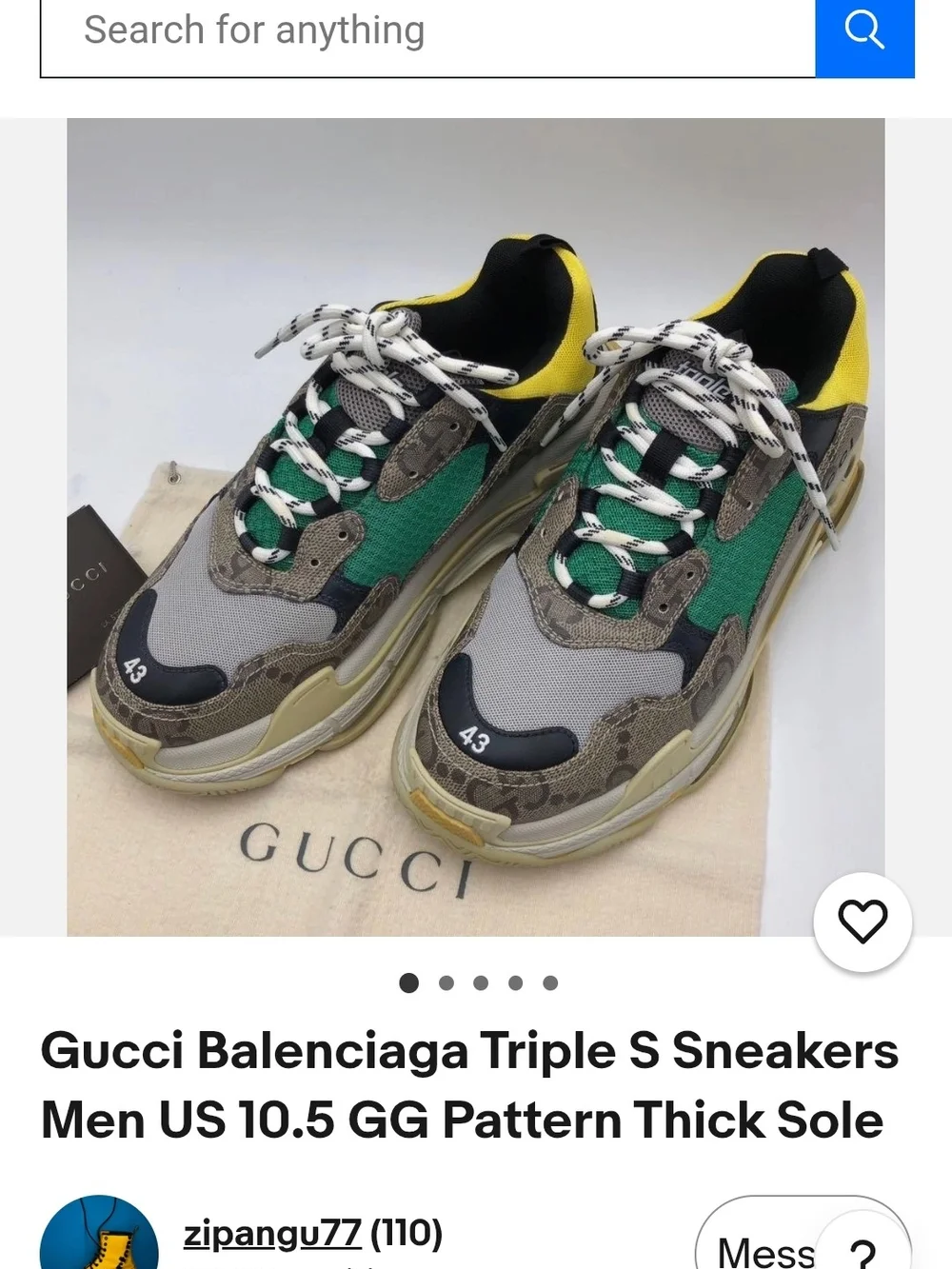 Gucci Cream, Yellow & Teal Chunky Sneakers